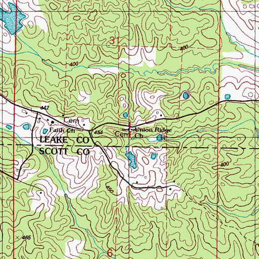 Topographic Map of Union Ridge Church, MS