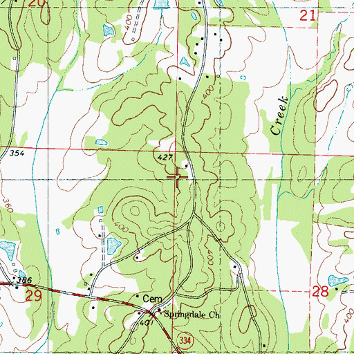 Topographic Map of Unity School, MS
