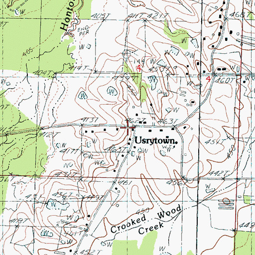 Topographic Map of Usrytown, MS