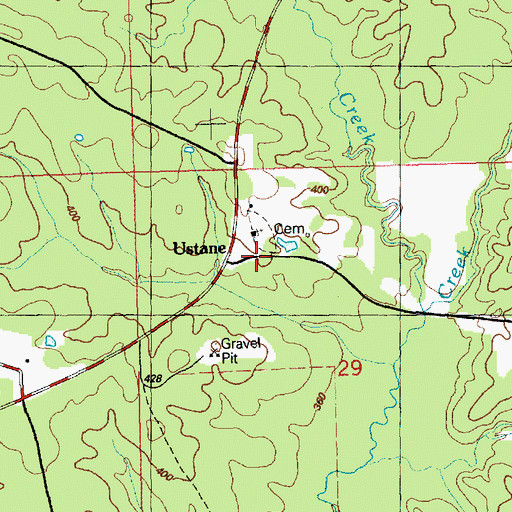 Topographic Map of Ustane, MS