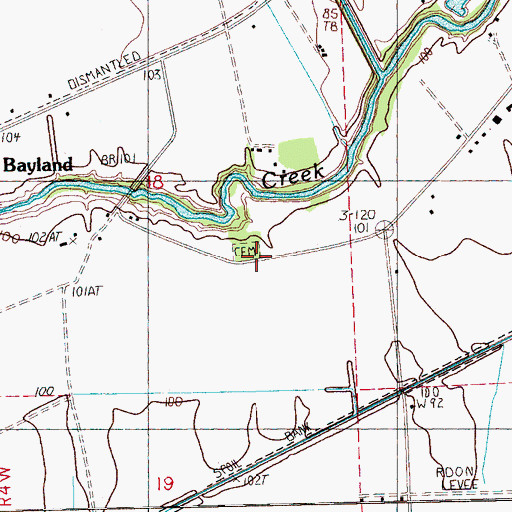 Topographic Map of Valley Home Cemetery, MS