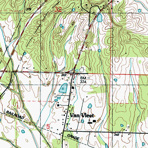 Topographic Map of Van Vleet, MS