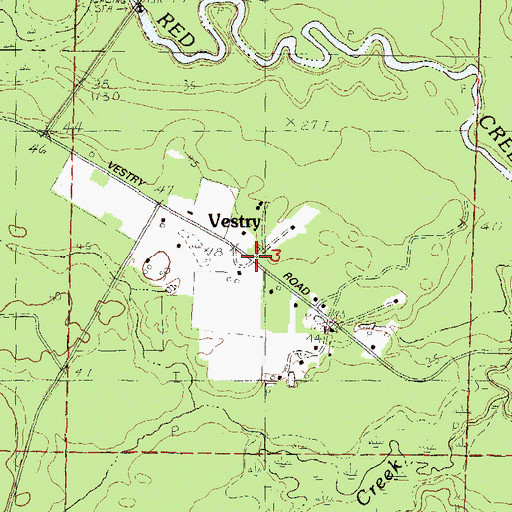 Topographic Map of Vestry, MS