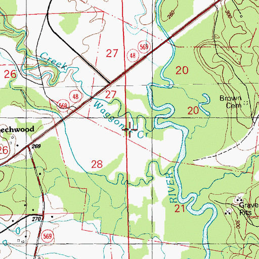 Topographic Map of Waggoner Creek, MS