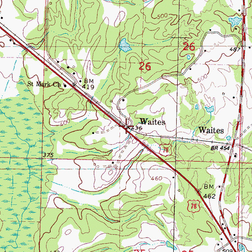 Topographic Map of Waites, MS