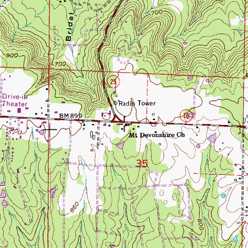 Topographic Map of Mount Devonshire School (historical), AR