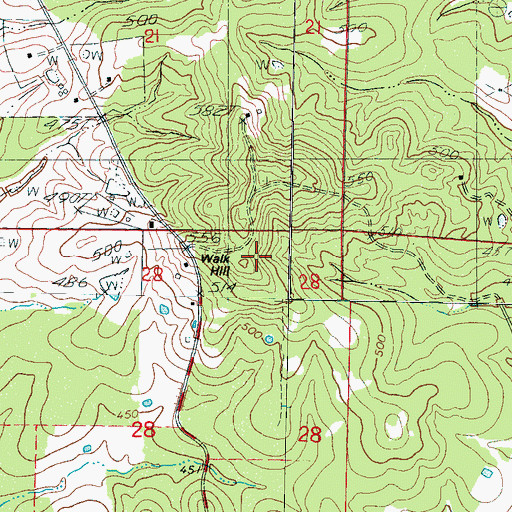 Topographic Map of Walk Hill, MS