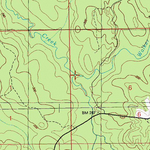 Topographic Map of Walker Branch, MS
