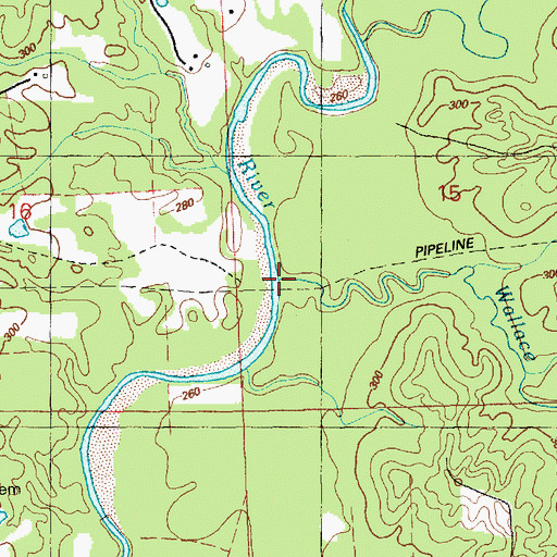 Topographic Map of Wallace Mill Branch, MS