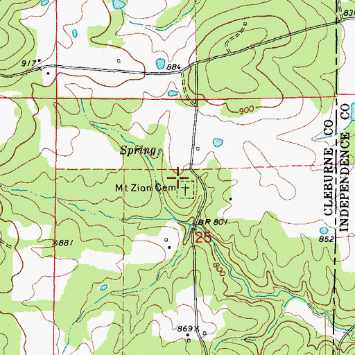 Topographic Map of Mount Zion Baptist Church (historical), AR