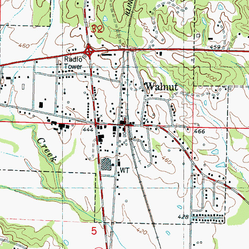 Topographic Map of Walnut, MS