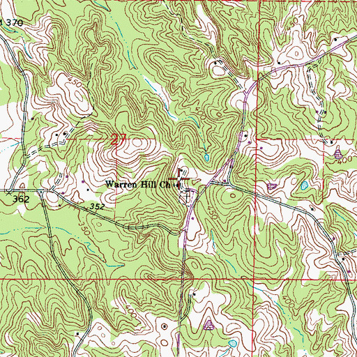 Topographic Map of Warren Hill Church, MS