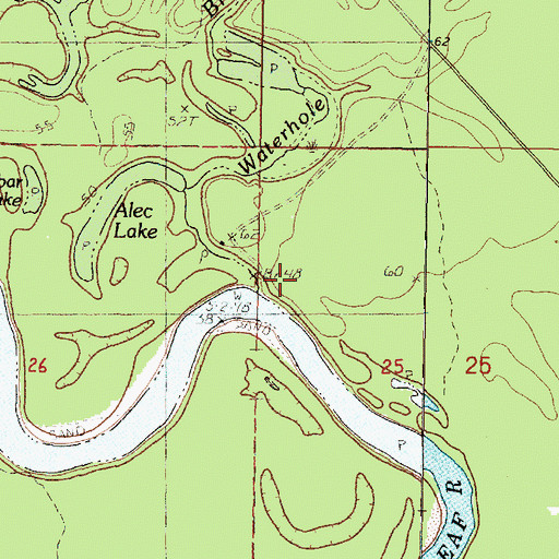 Topographic Map of Waterhole Branch, MS