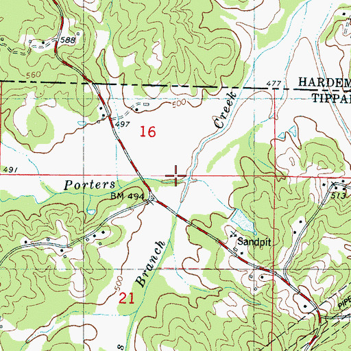 Topographic Map of Watkins Branch, MS