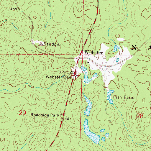 Topographic Map of Webster Cemetery, MS