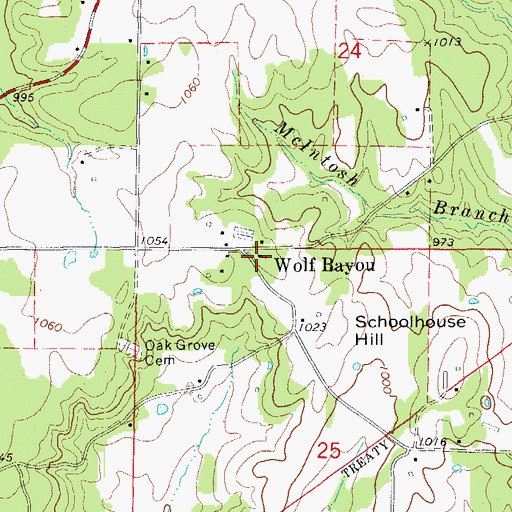 Topographic Map of Oak Grove Church of God, AR