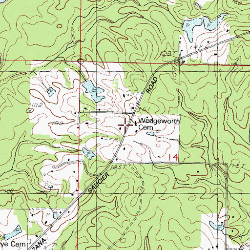 Topographic Map of Wedgeworth Cemetery, MS
