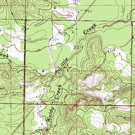 Topographic Map of Weldy Creek, MS