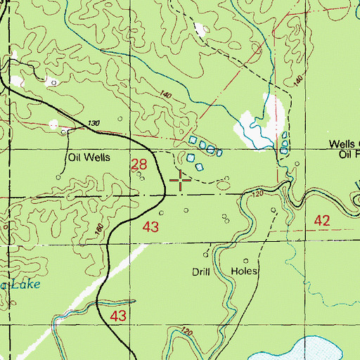 Topographic Map of Wells Creek Oil Field, MS
