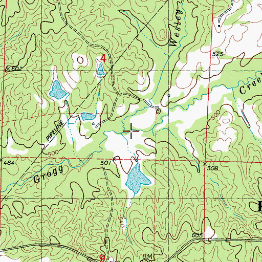 Topographic Map of Wesley Branch, MS