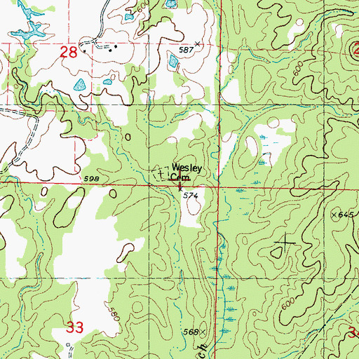 Topographic Map of Wesley Cemetery, MS