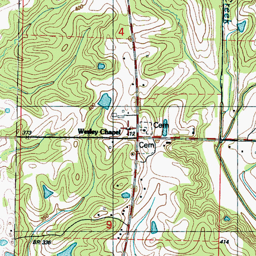 Topographic Map of Wesley Chapel, MS