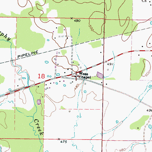 Topographic Map of Wess Chapel, MS