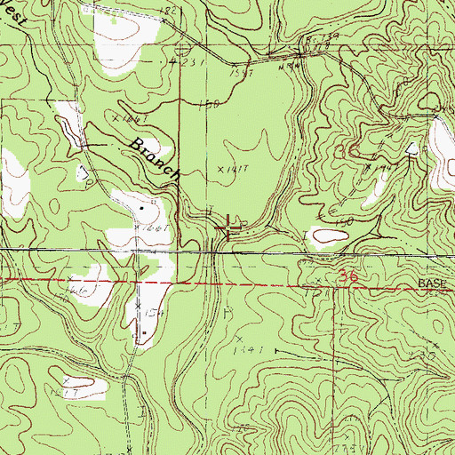 Topographic Map of West Branch Hickory Creek, MS