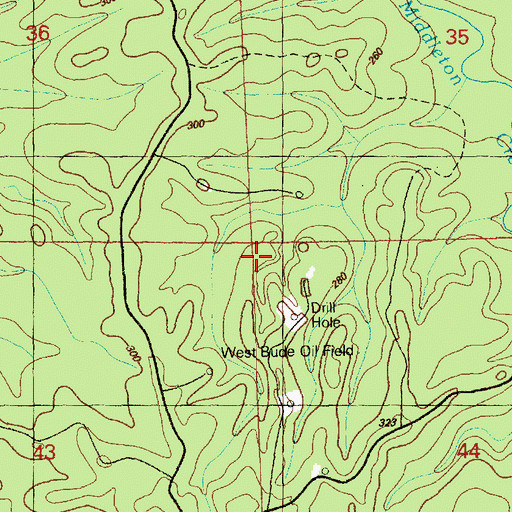 Topographic Map of West Bude Oil Field, MS