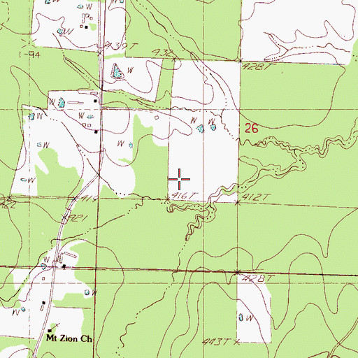 Topographic Map of West Fork Shockaloo Creek, MS