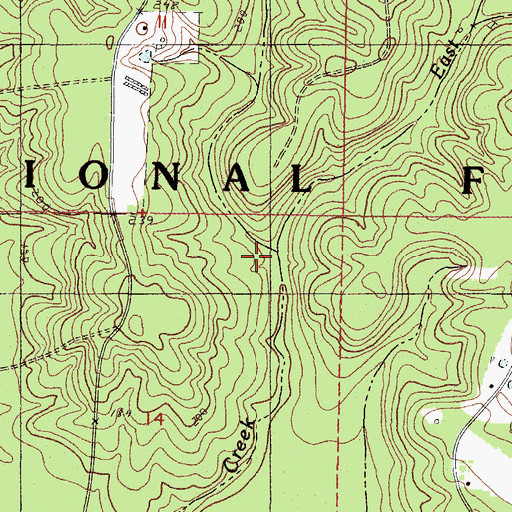 Topographic Map of West Prong Mill Creek, MS
