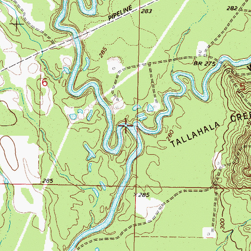 Topographic Map of West Tallahala Creek, MS
