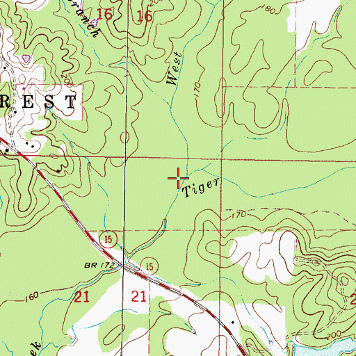 Topographic Map of West Tiger Creek, MS