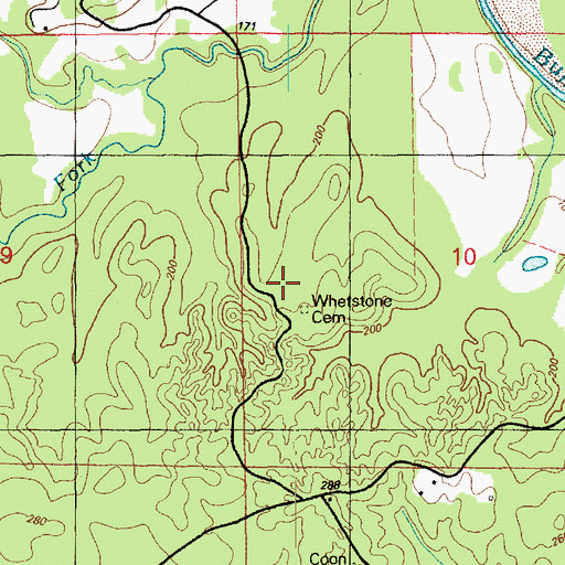 Topographic Map of Whetstone Cemetery, MS
