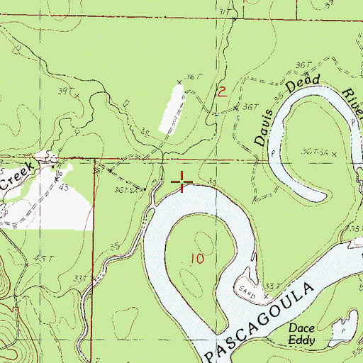 Topographic Map of Whiskey Creek, MS