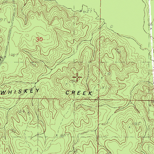 Topographic Map of Whiskey Creek Hills, MS
