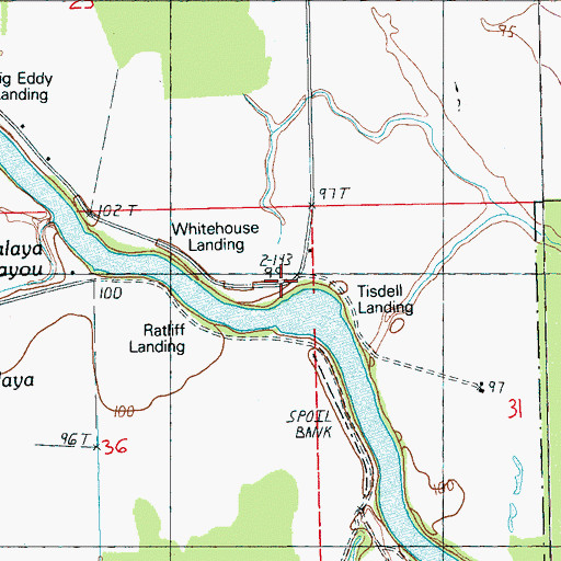 Topographic Map of White House Landing, MS
