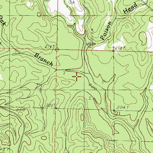 Topographic Map of White Oak Branch, MS