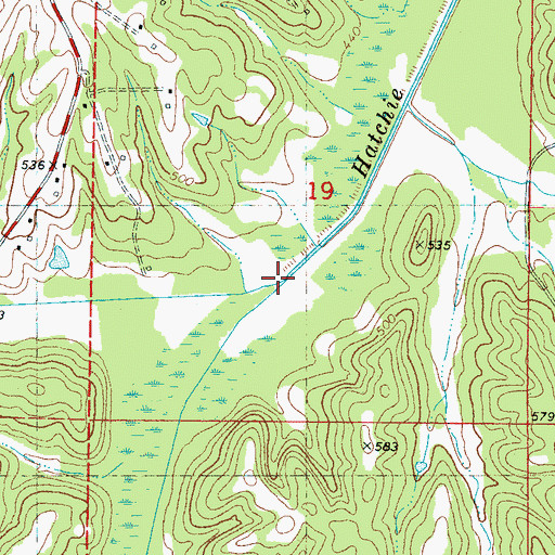 Topographic Map of White Oak Creek, MS
