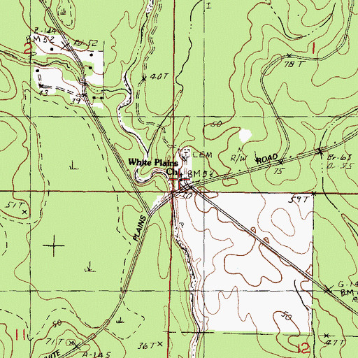 Topographic Map of White Plains Church, MS