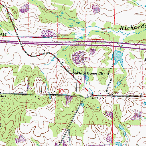 Topographic Map of White Stone Church, MS