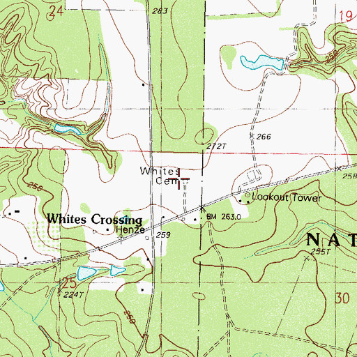 Topographic Map of Whites Cemetery, MS