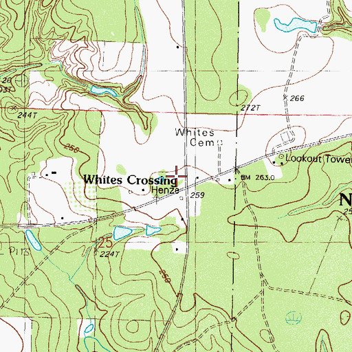 Topographic Map of Whites Crossing, MS