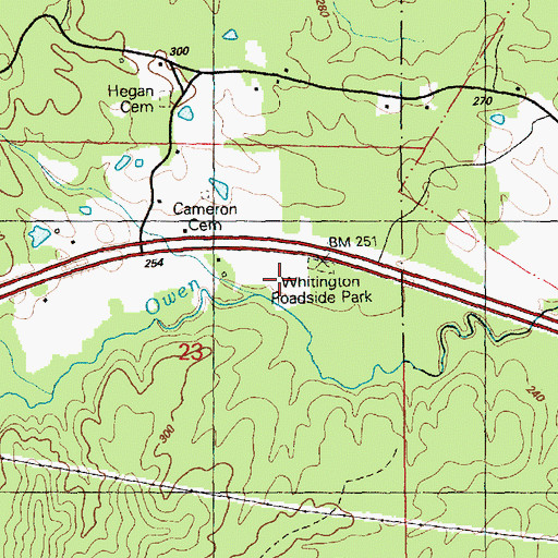 Topographic Map of Whitington Roadside Park, MS