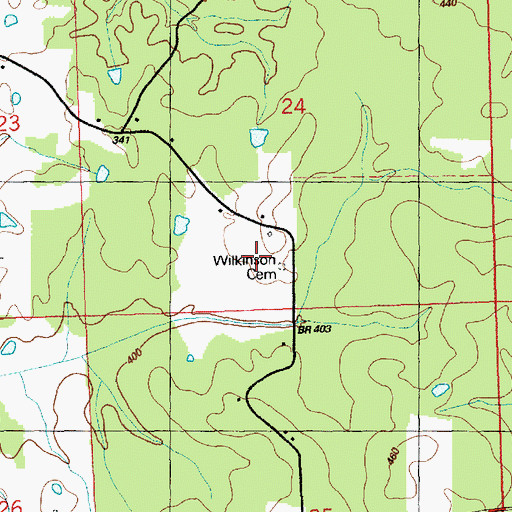 Topographic Map of Wilkinson Cemetery, MS
