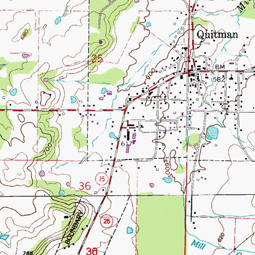 Topographic Map of Quitman High School, AR