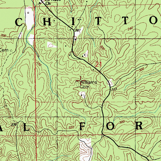 Topographic Map of Williams Cemetery, MS