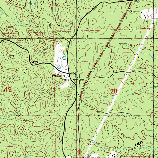 Topographic Map of Williams Cemetery, MS