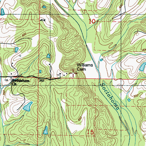 Topographic Map of Williams Cemetery, MS