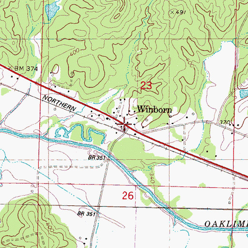 Topographic Map of Winborn, MS